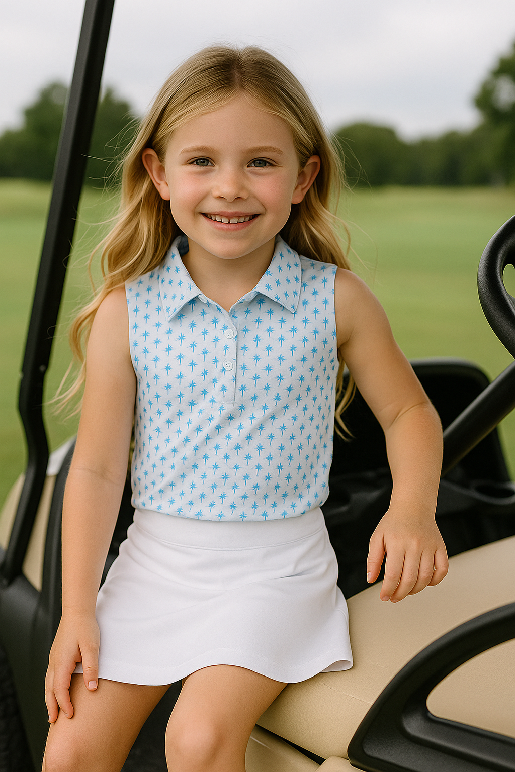 Girls' White Performance Golf Skort