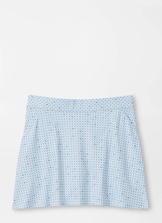Blue Geometric Print Performance Flare Skirt