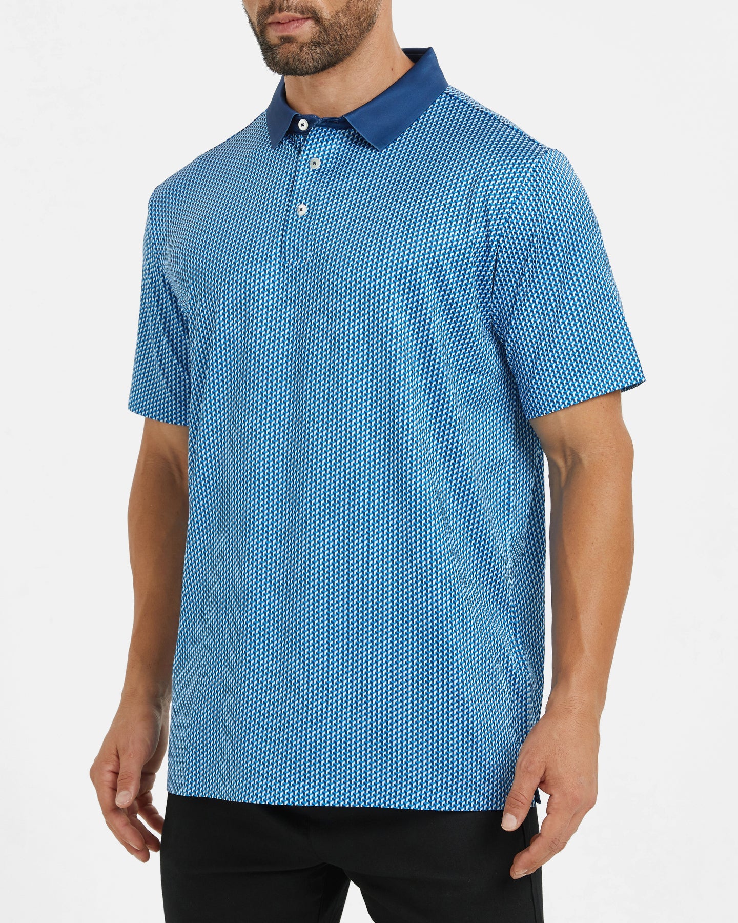 Men's blue golf polo shirt