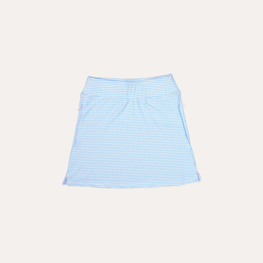 Girls' Light Blue Mini Check Performance Golf Skort