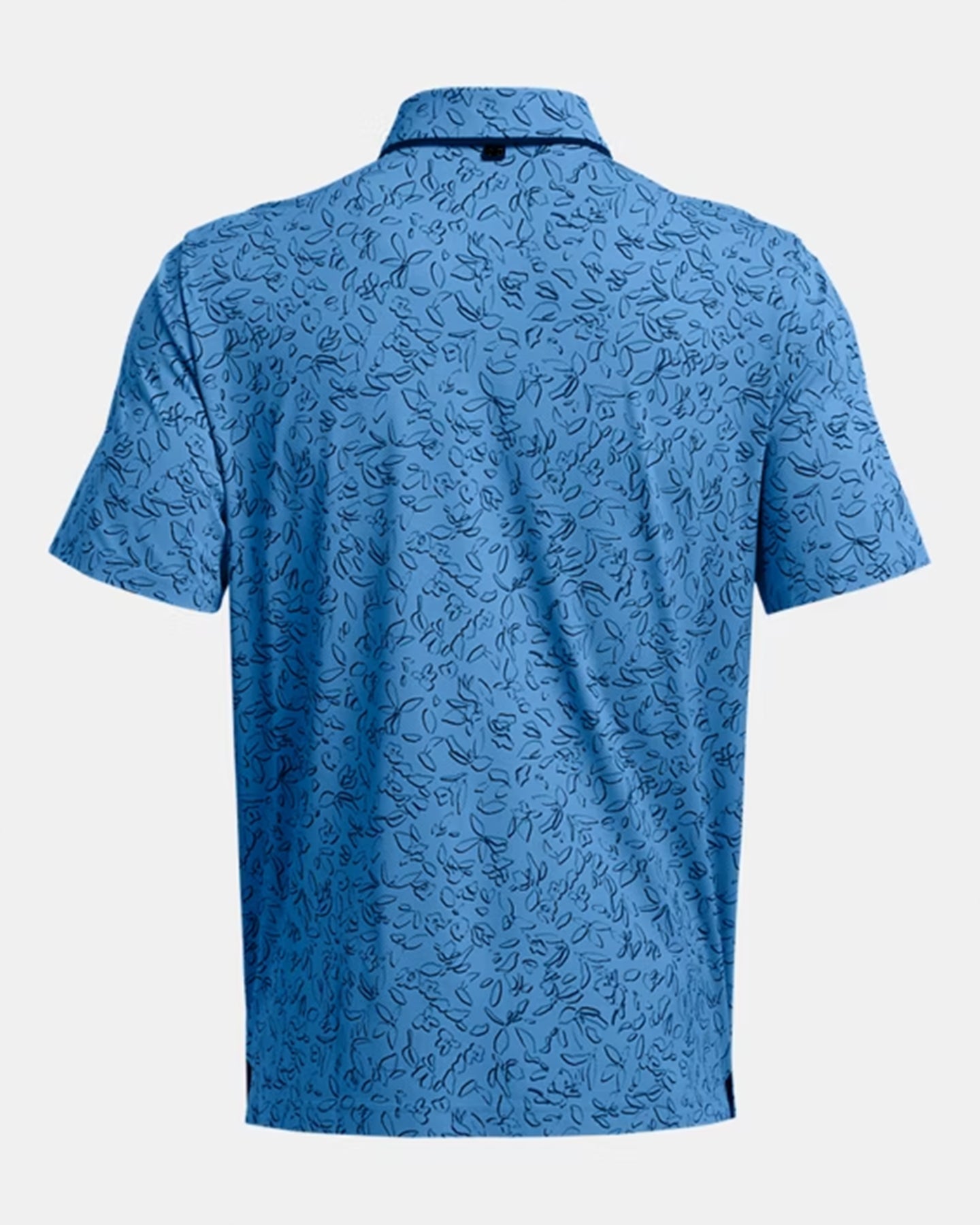 Men's navy blue petal-printed golf polo shirt