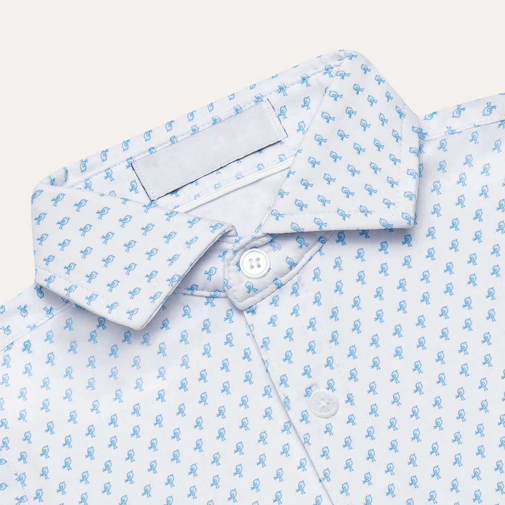 Kids' Light Blue Golf Icon Print Sleeveless Performance Polo