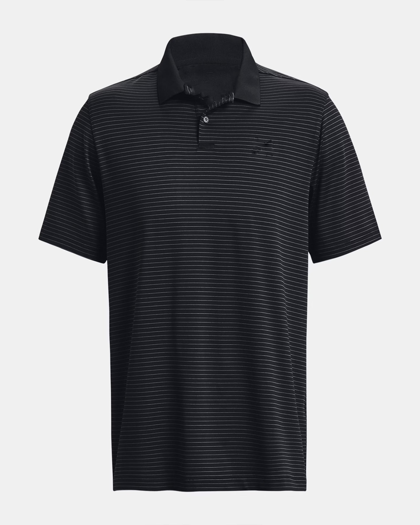 Men's striped black golf polo shirt