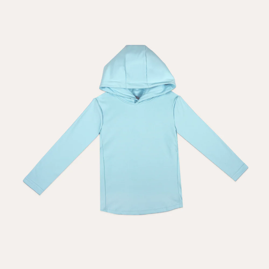 Kids' Light Blue Performance Hooded Long-Sleeve Top