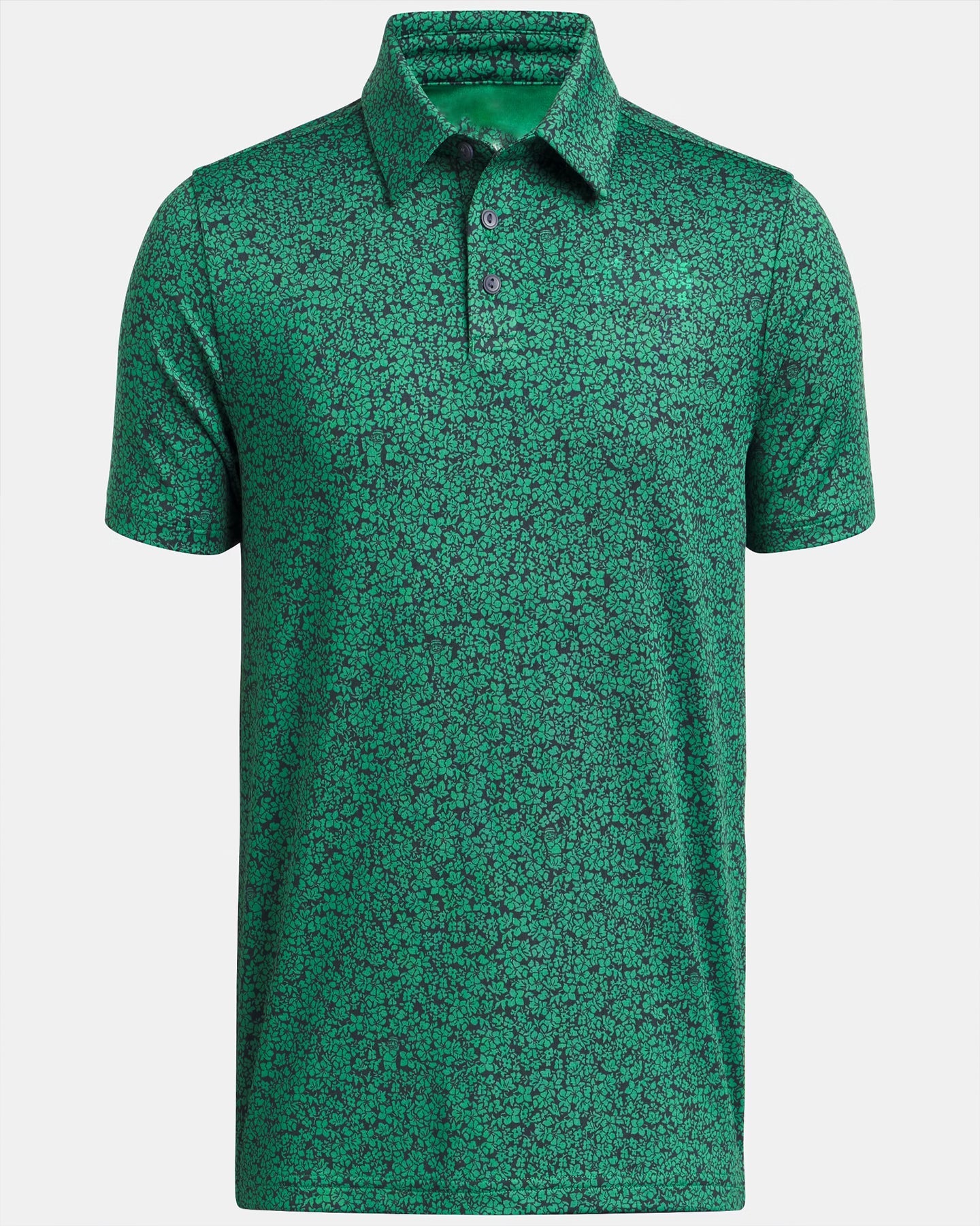 Men's floral printed green golf polo shirt