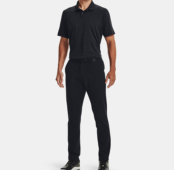 Men's striped black golf polo shirt