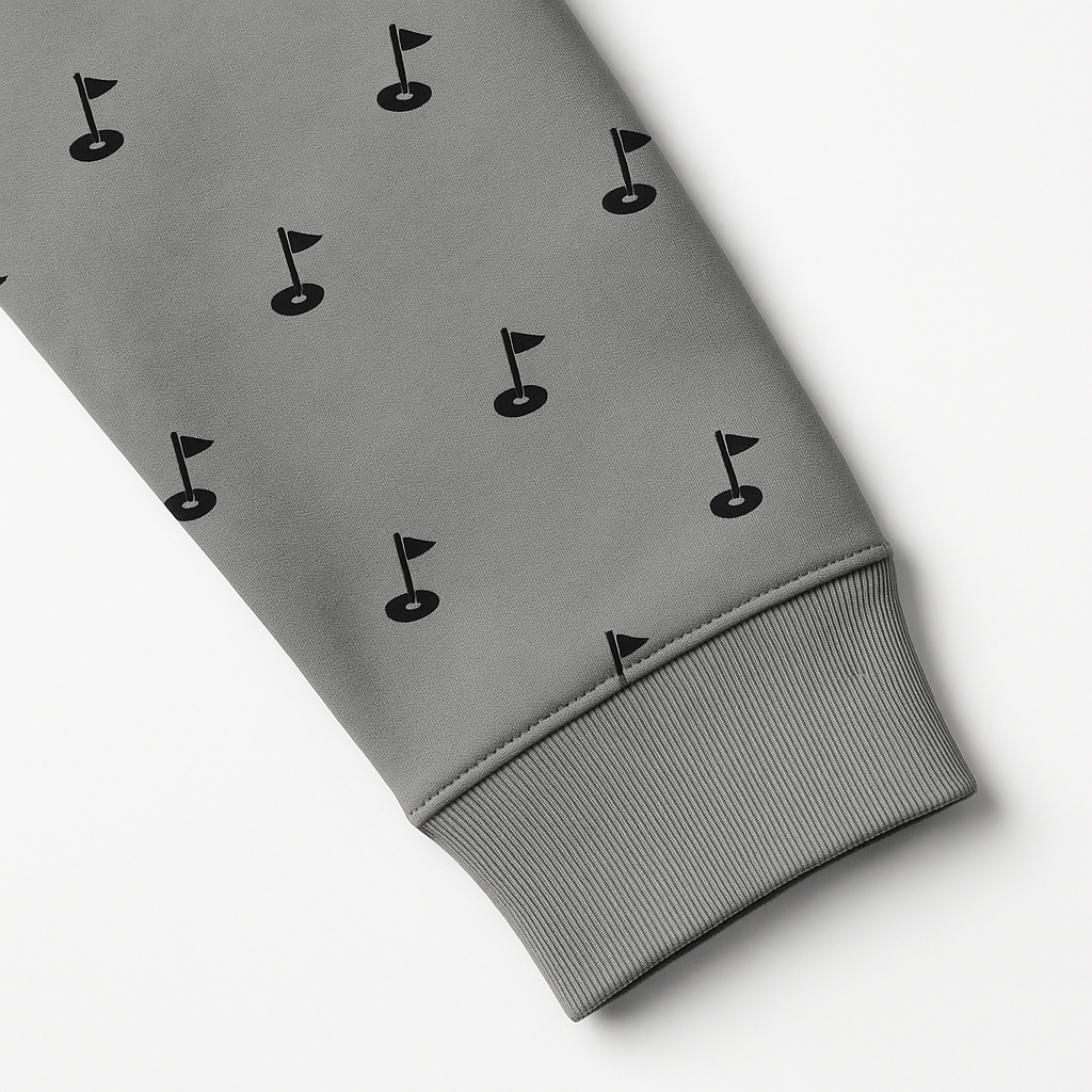 Men's Golf Flag Print Long-Sleeve Performance Polo Shirt