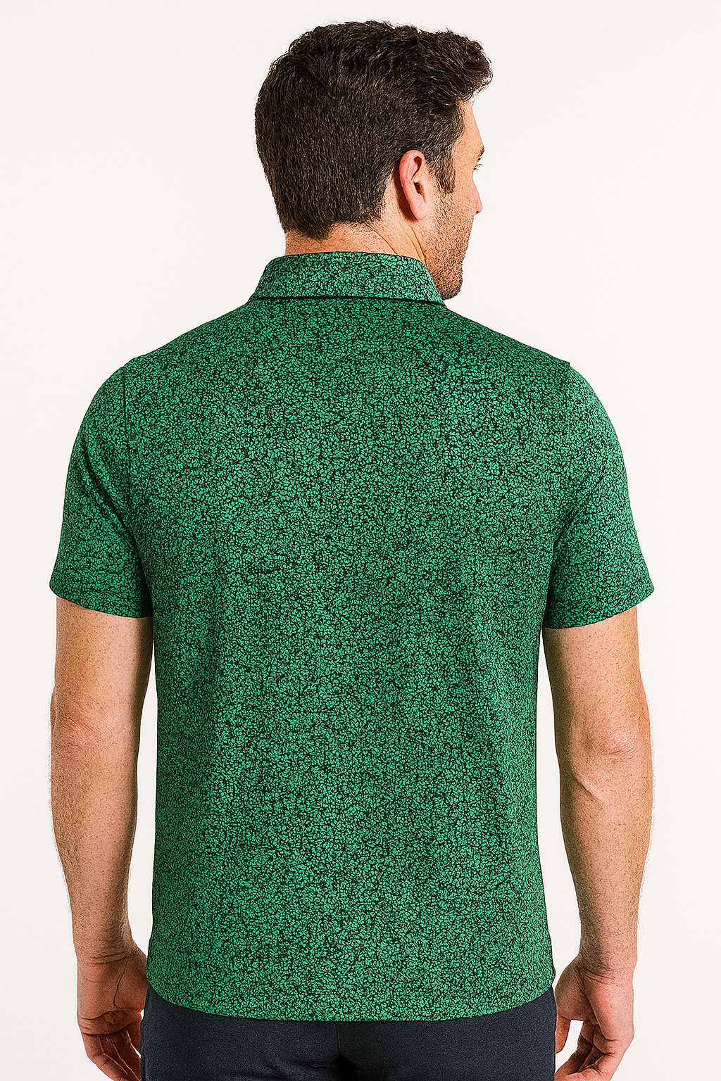 Men's Floral Golf Polo Shirt - Green with Floral Print