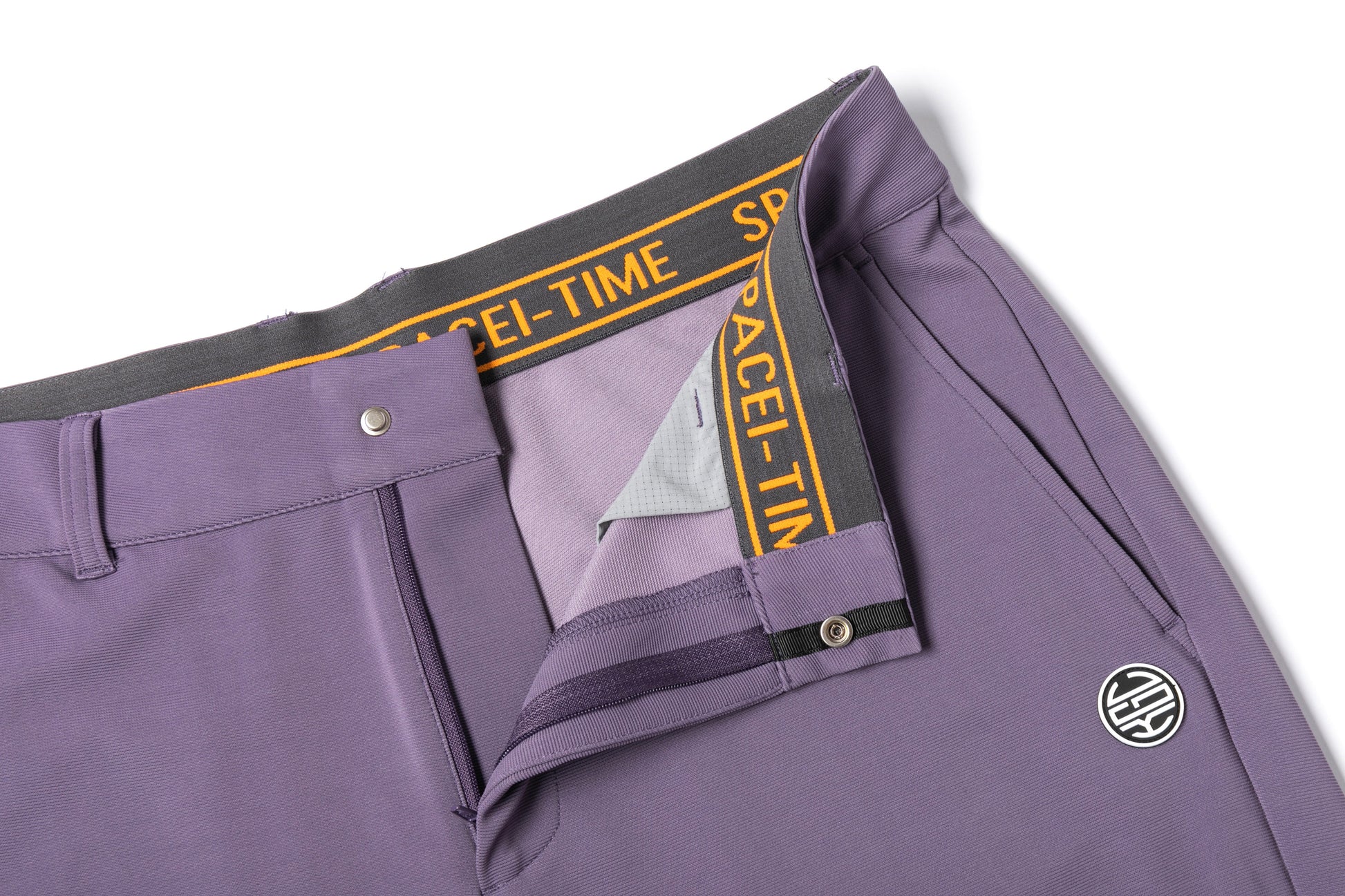 Light Purple Cuffed Trousers with Contrast - Colored Waistband