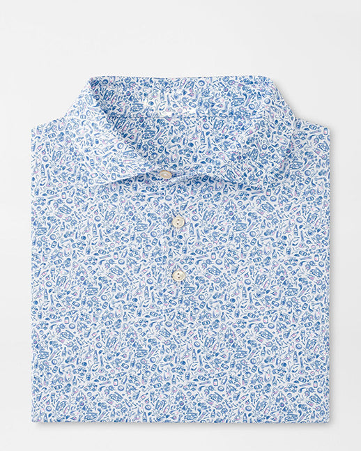 Men's light blue celebration printed golf polo shirts