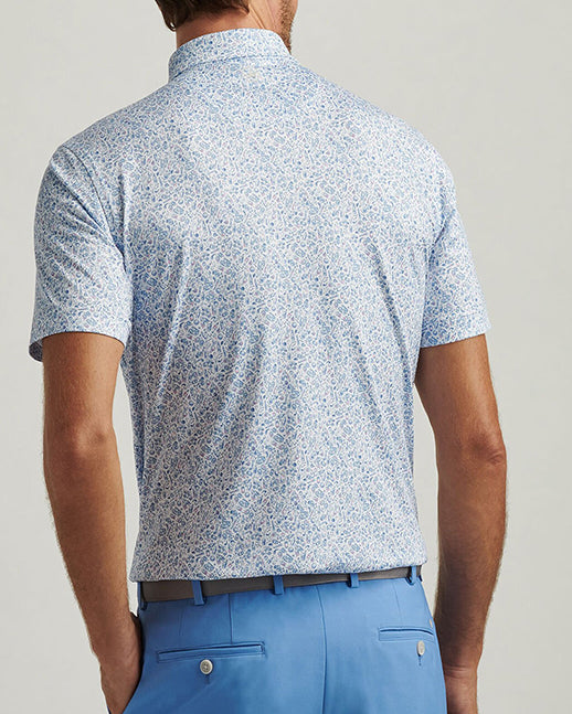 Men's light blue celebration printed golf polo shirts