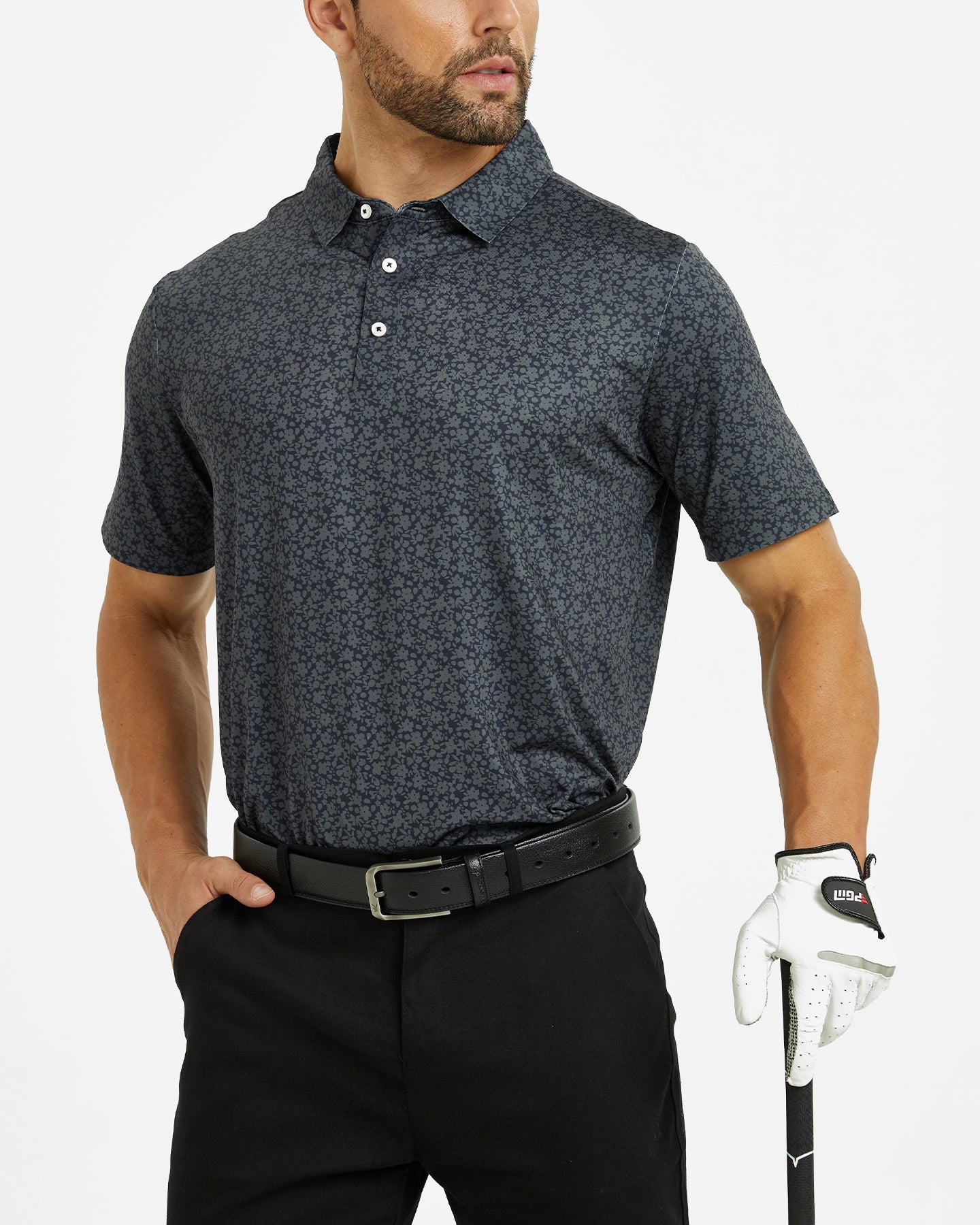 Men's black simple golf polo shirt