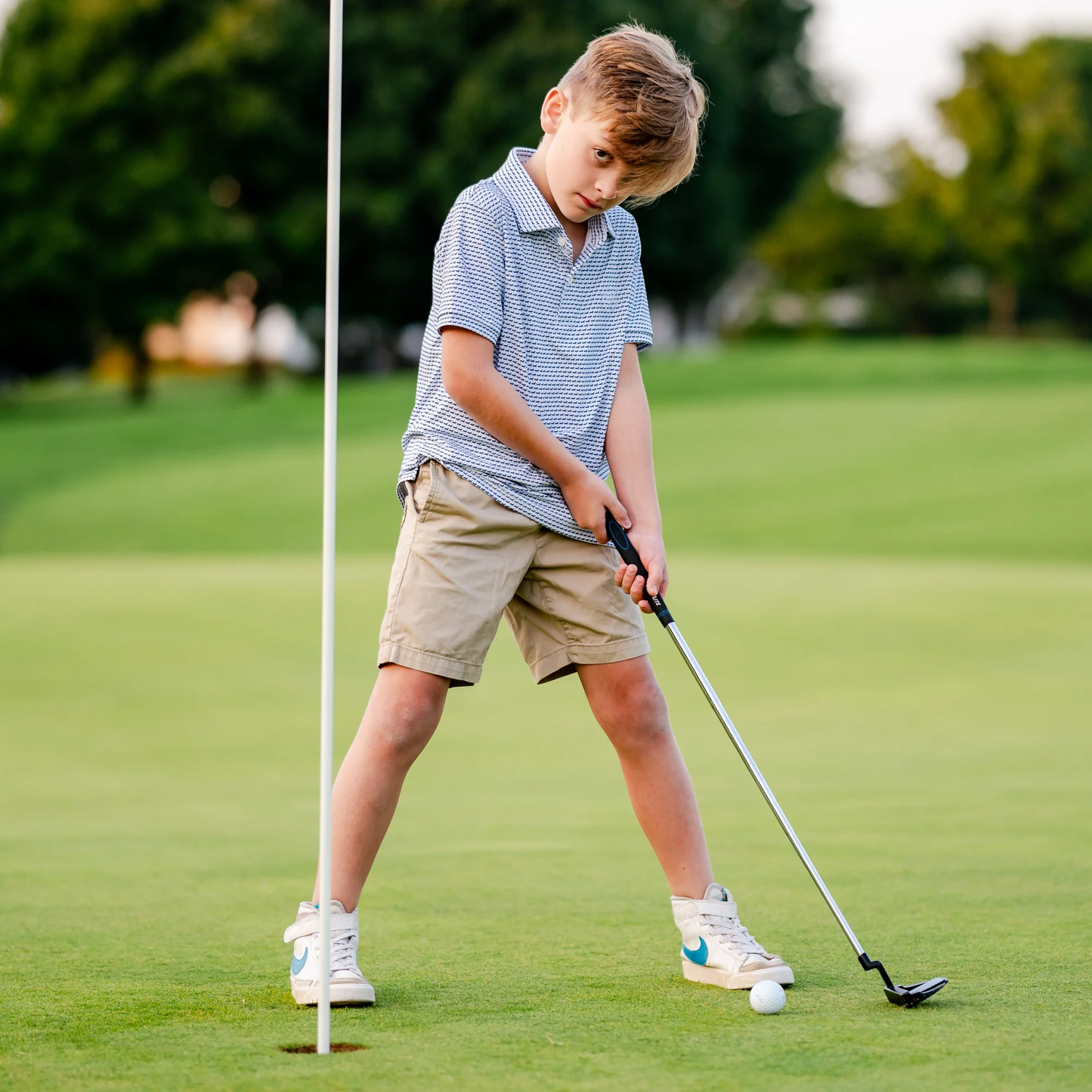 Boys' Mini Check Performance Golf Polo Shirt