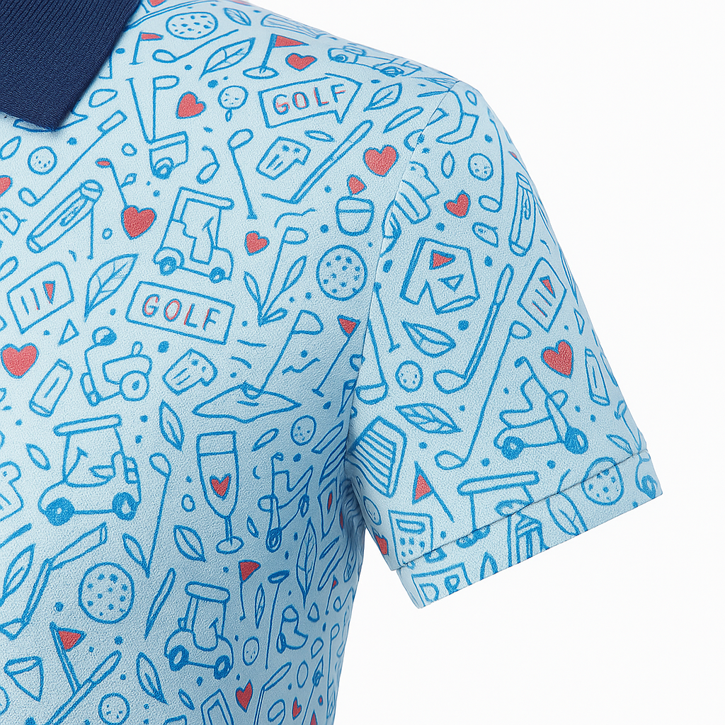 Women's Golf Icon & Heart Print Performance Polo Shirt