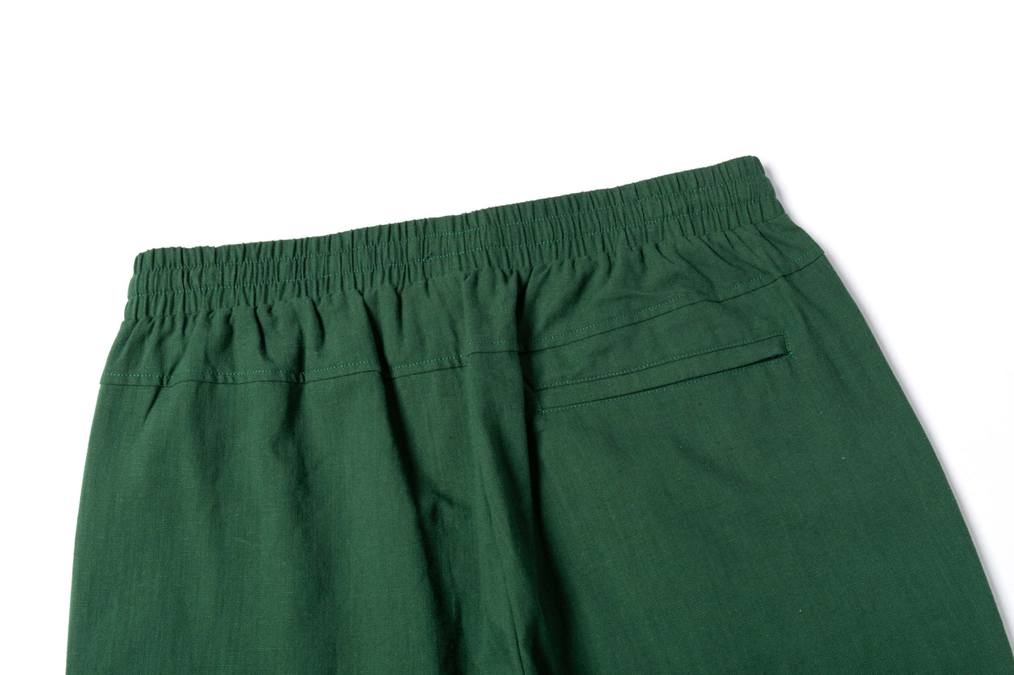 Vintage Green Linen Drawstring Cropped Pants