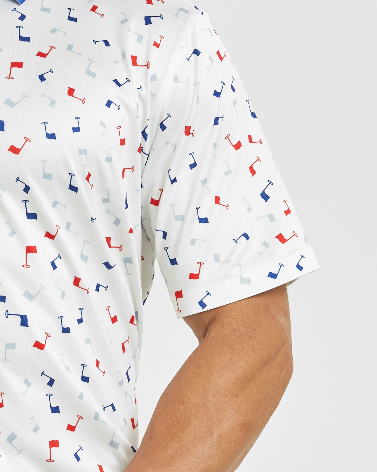 Men's golf polo shirt with flag printed patterns