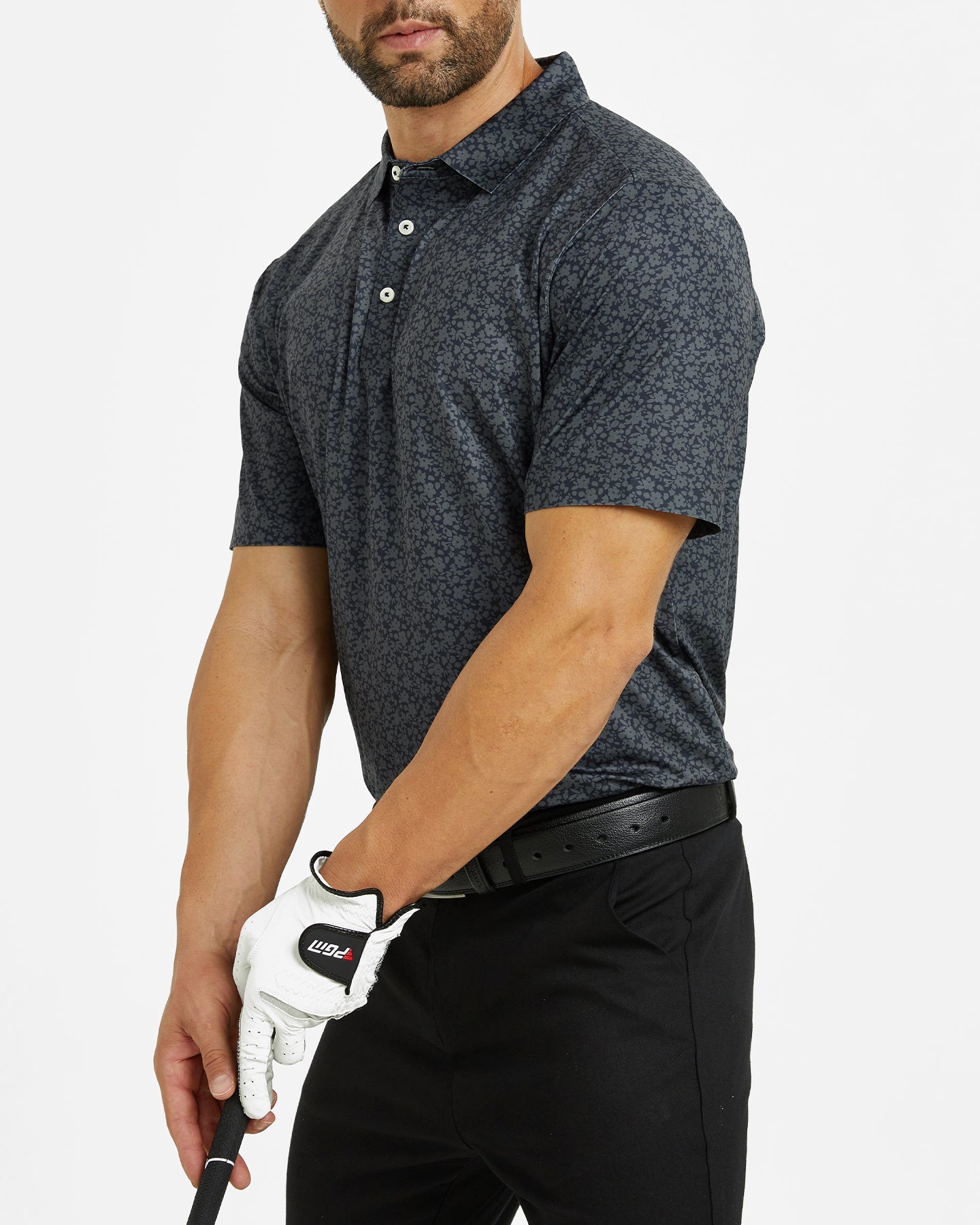Men's black simple golf polo shirt