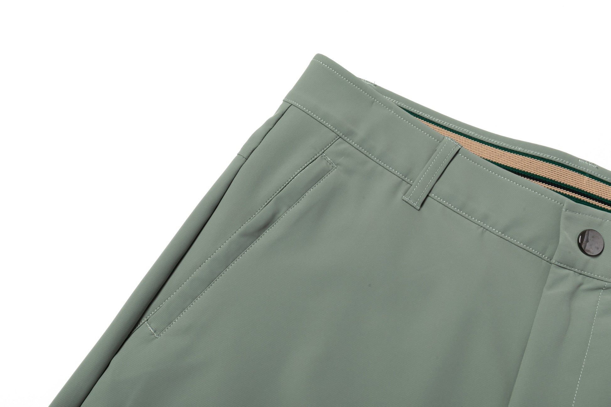 Light Green Shorts with Contrast - Colored Waistband