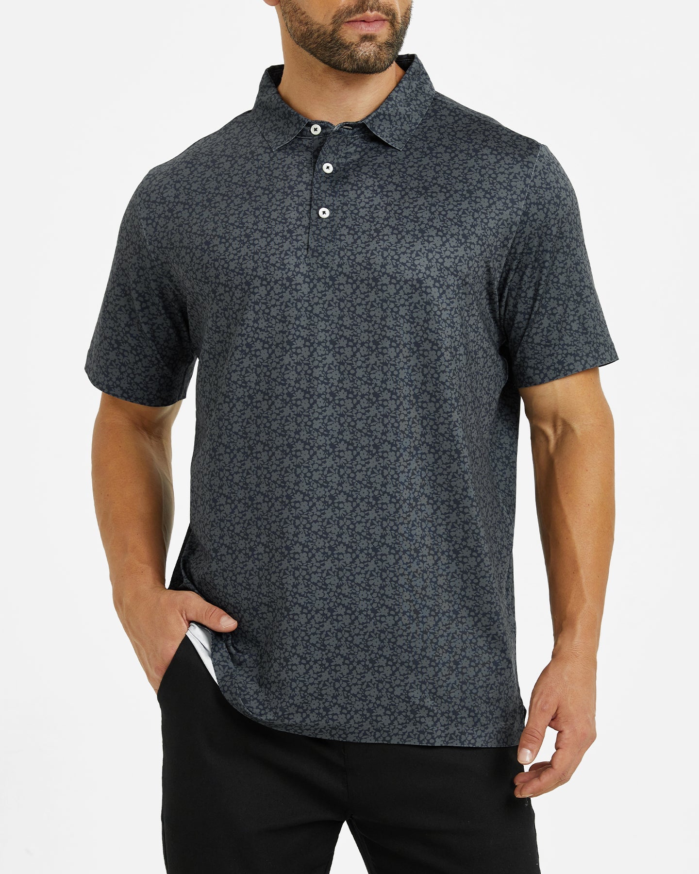 Men's black simple golf polo shirt