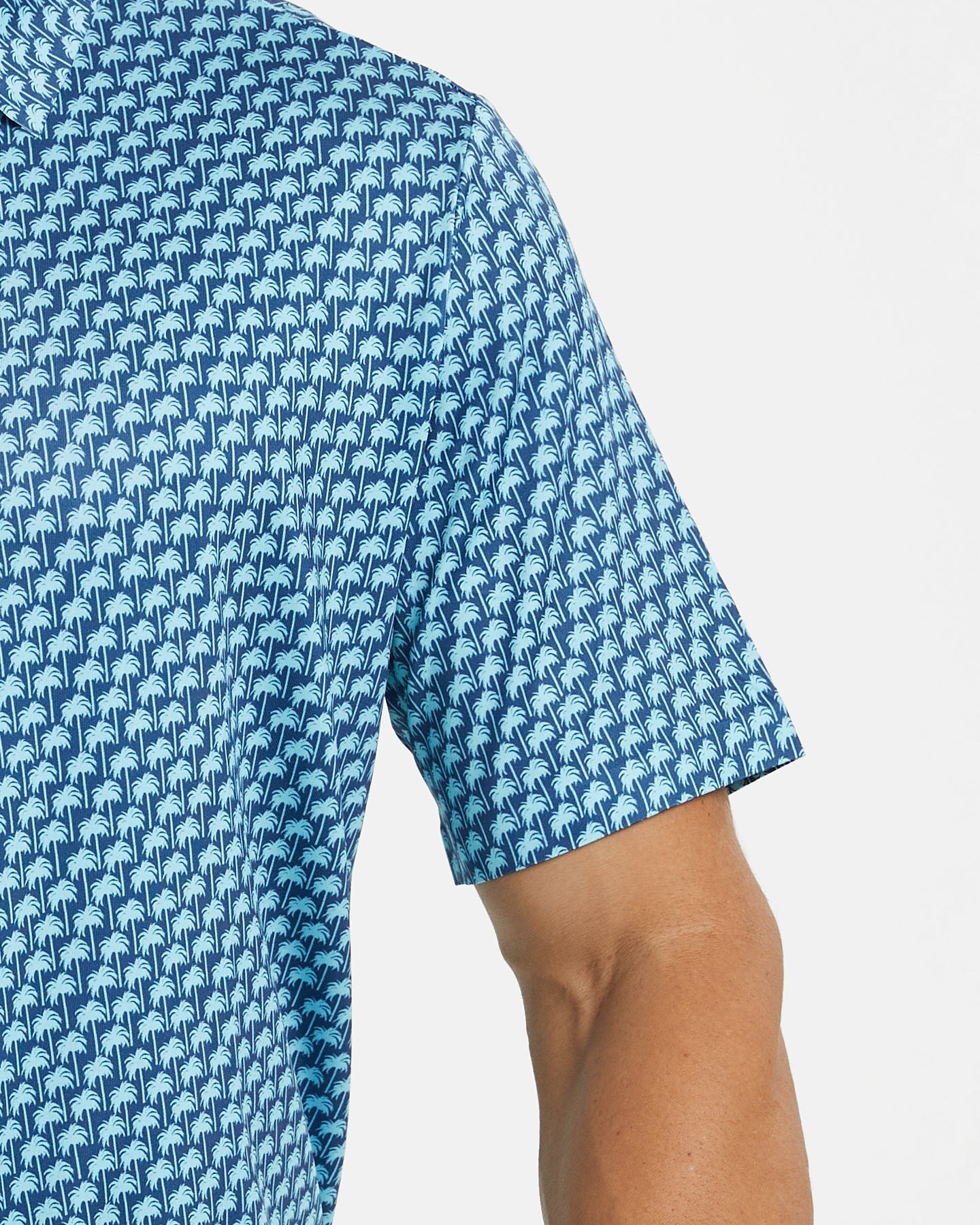 Men's blue Hawaii coconut tree-patterned golf polo shirt