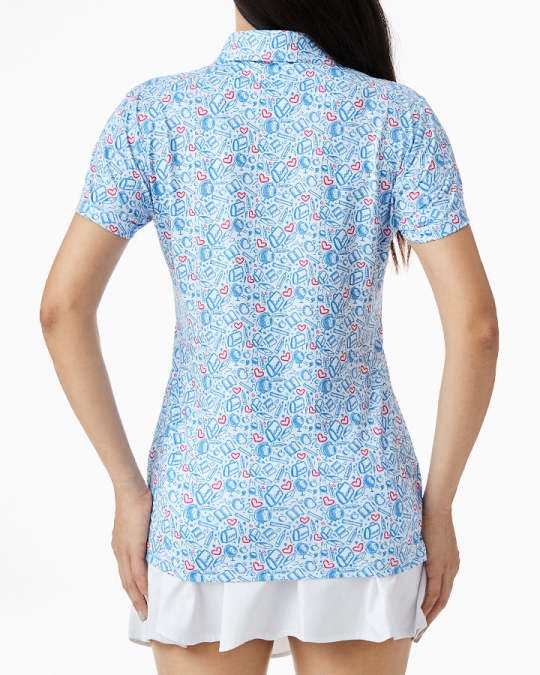 Women's Golf Icon & Heart Print Performance Polo Shirt