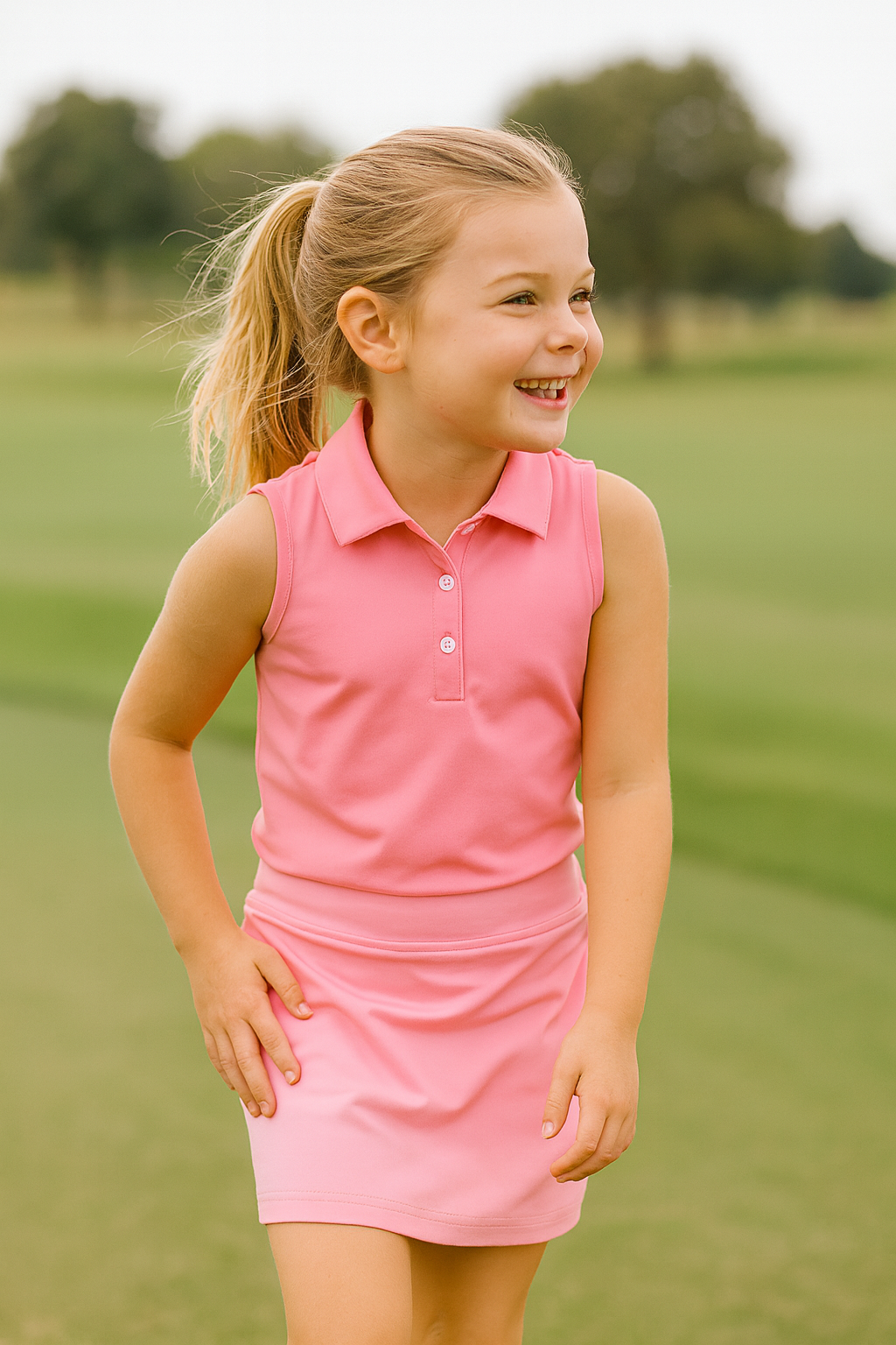 Girls' Pink Performance Golf Skort