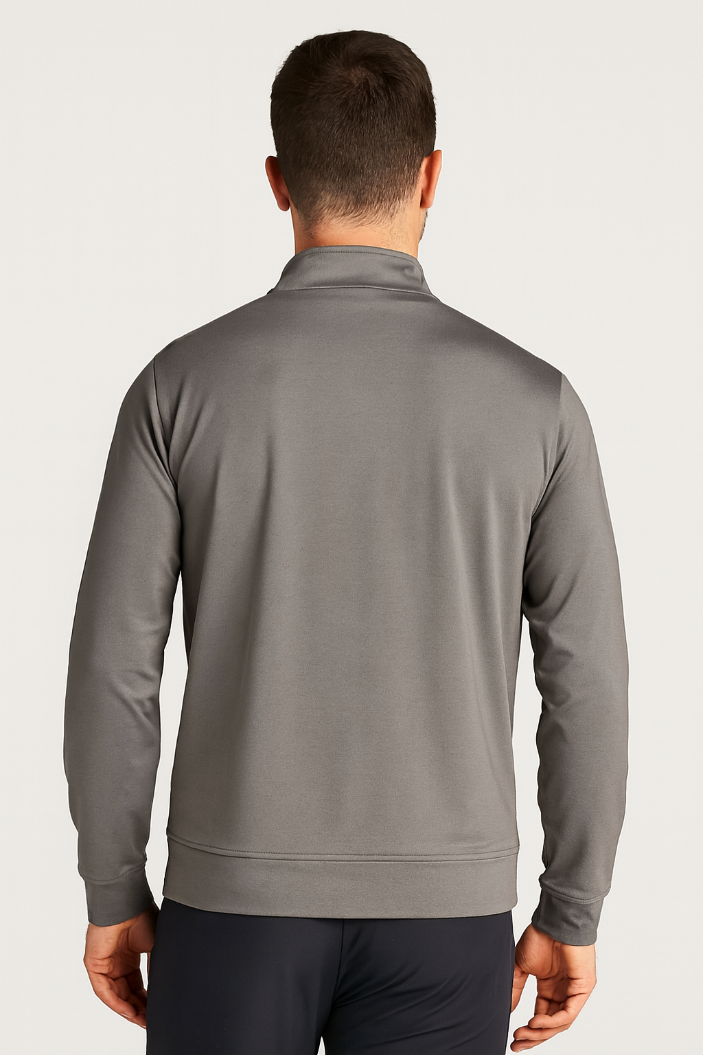 Men's Grey - toned Half - Chest Zipper Stand - Collar Casual Sweatshirt