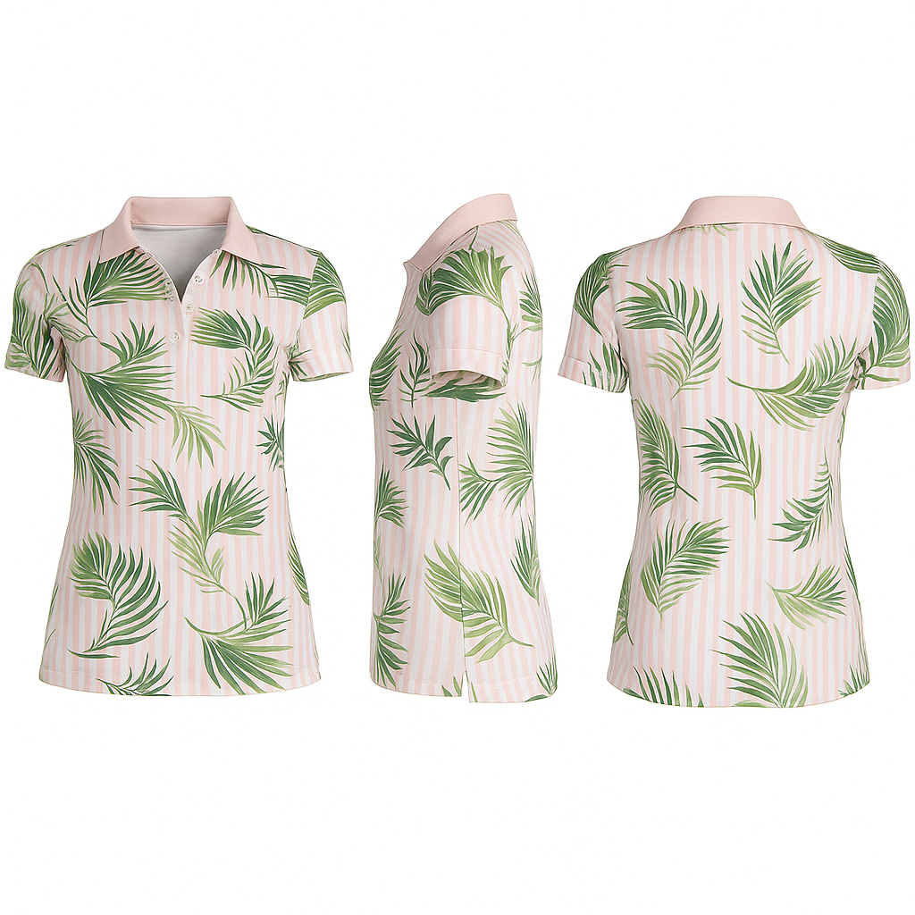 Women's Tropical Palm Leaf Performance Polo Shirt
