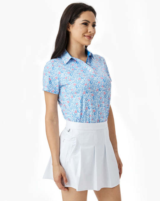 Women's Golf Icon & Heart Print Performance Polo Shirt