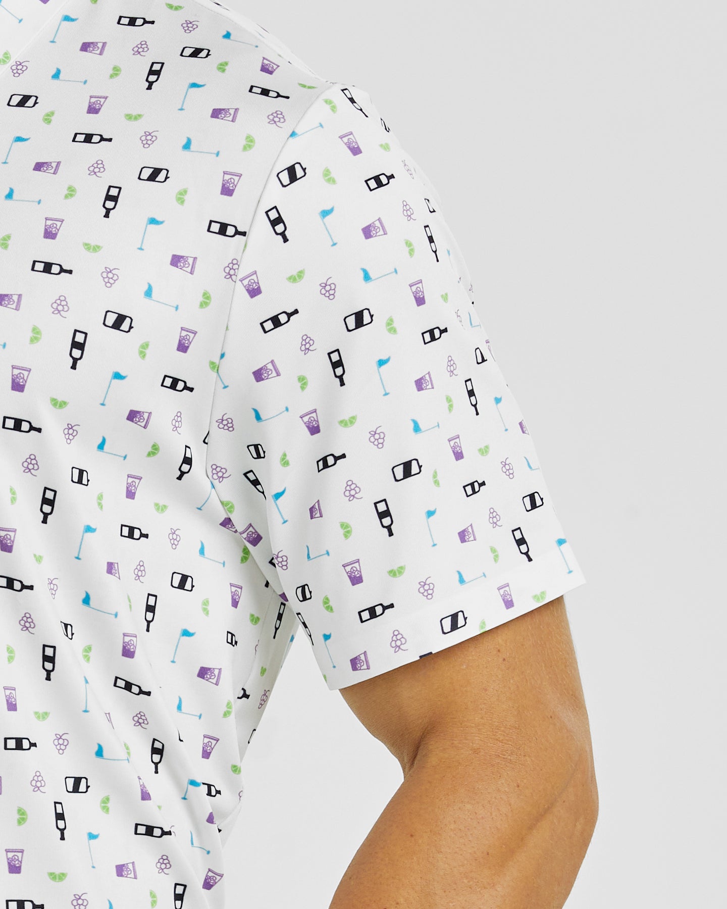 Men's white celebration print golf polo shirt