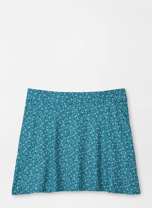 Teal Floral Print Performance Flare Skirt