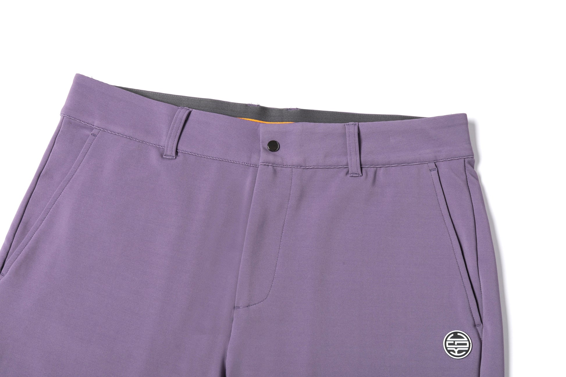 Light Purple Cuffed Trousers with Contrast - Colored Waistband