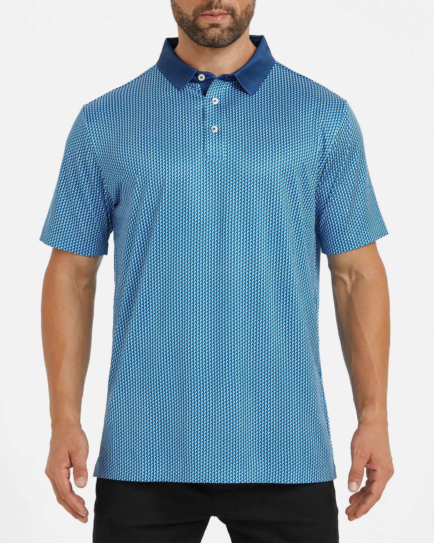 Men's blue golf polo shirt