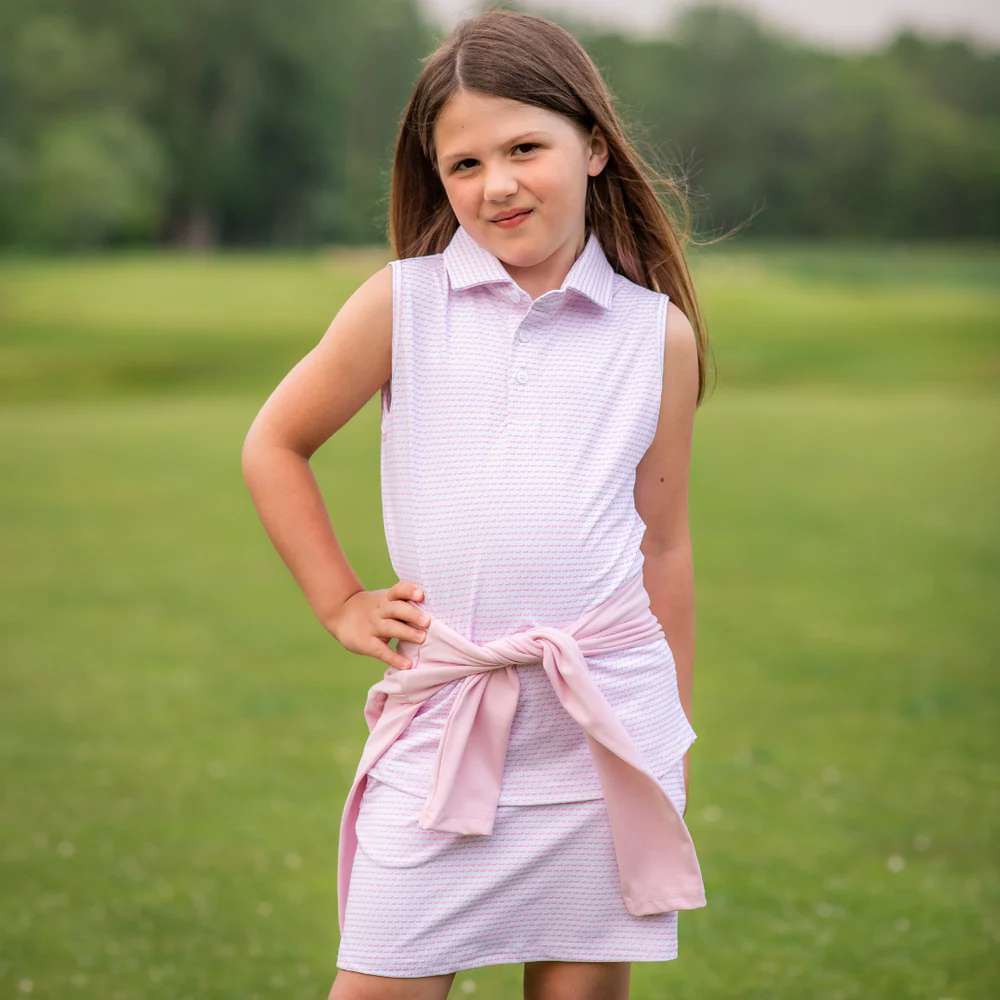 Girls' Pink Mini Pattern Performance Golf Skort