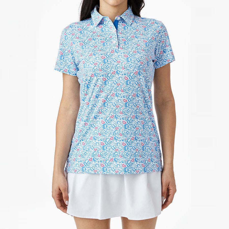 Women's Golf Icon & Heart Print Performance Polo Shirt