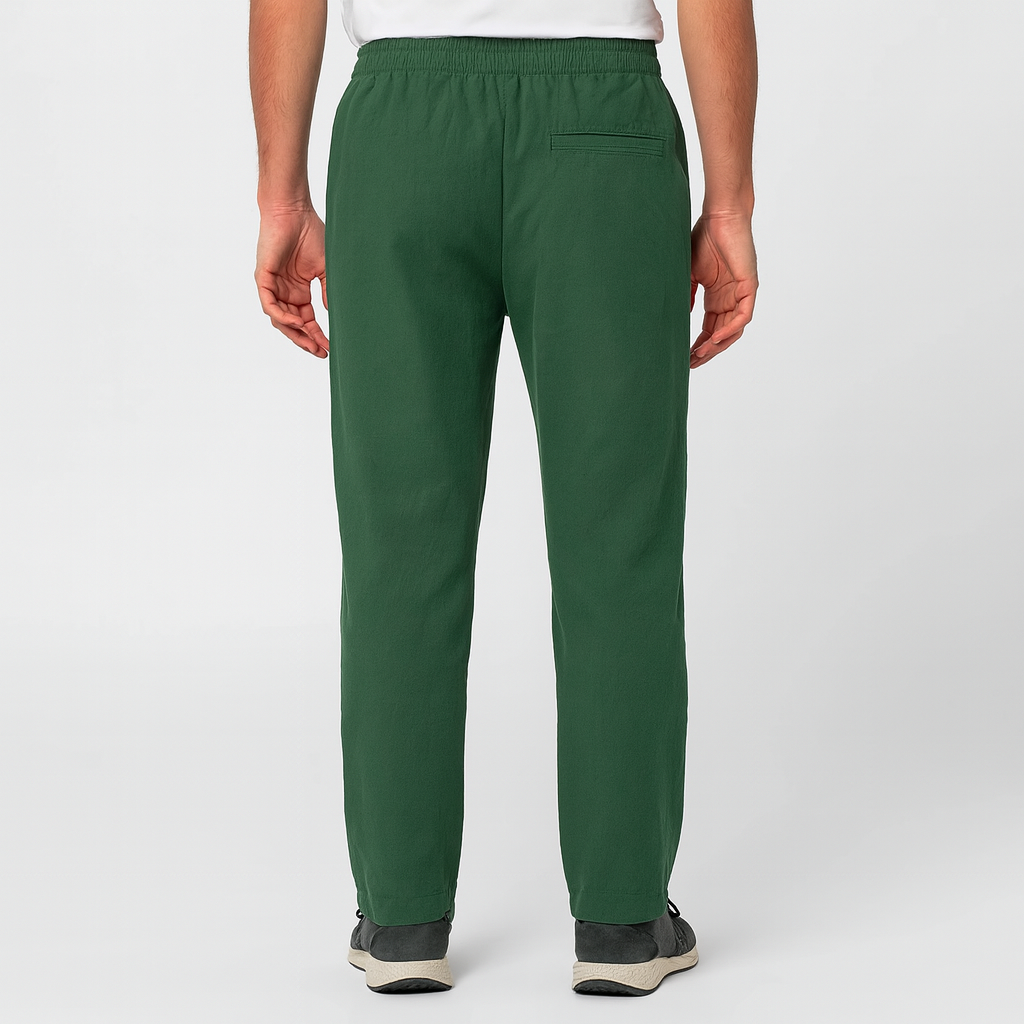 Vintage Green Linen Drawstring Cropped Pants