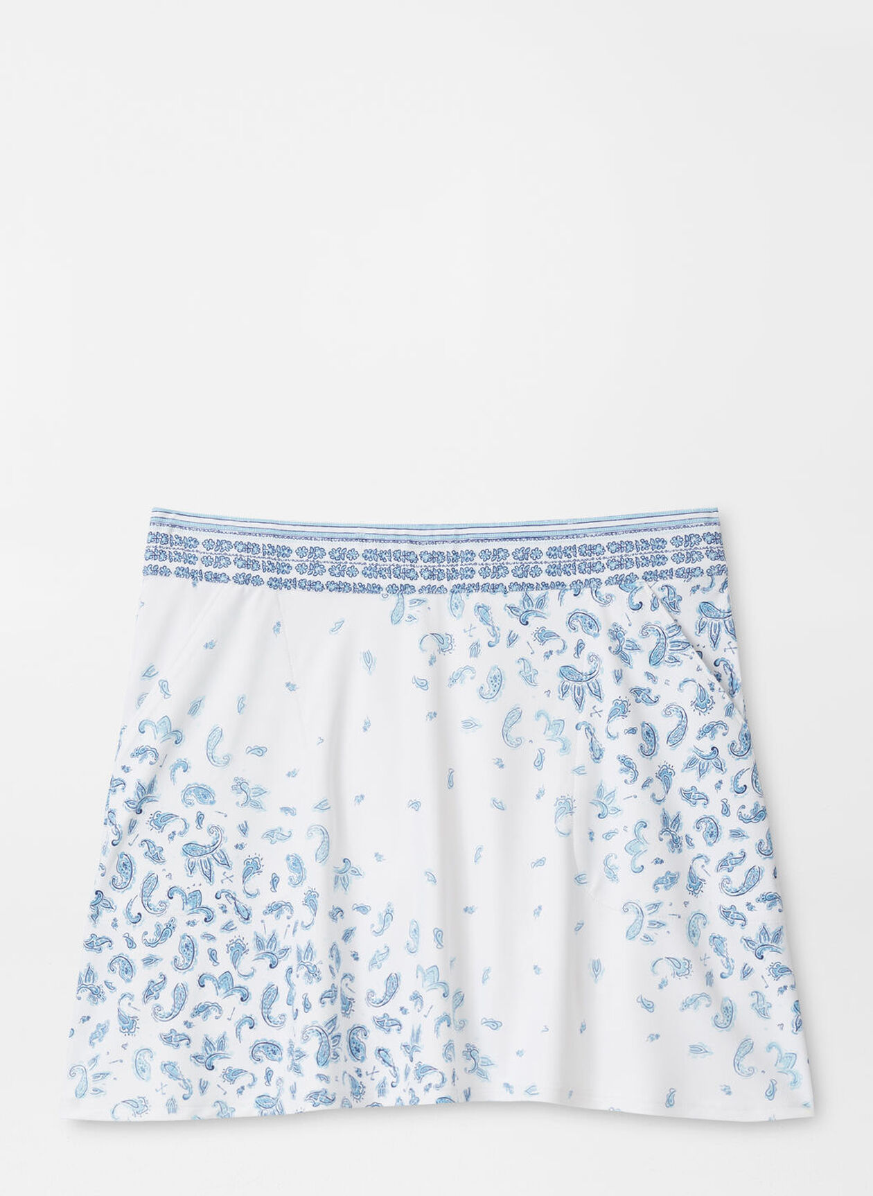 Blue Paisley Print Performance Flare Skirt