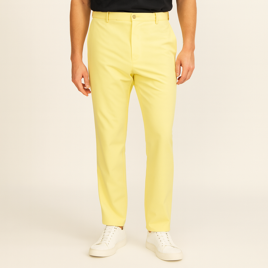 Cream Yellow Wrinkle - Resistant Straight - Leg Casual Pants