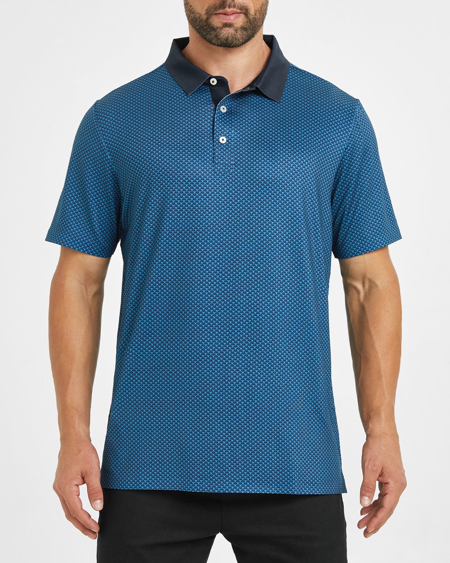 Men's light luxury dark blue golf polo shirt