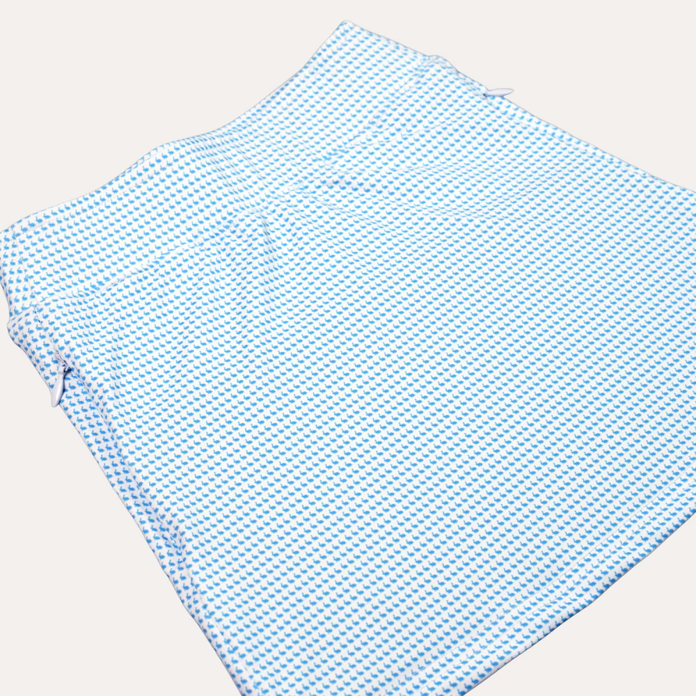 Girls' Light Blue Mini Check Performance Golf Skort
