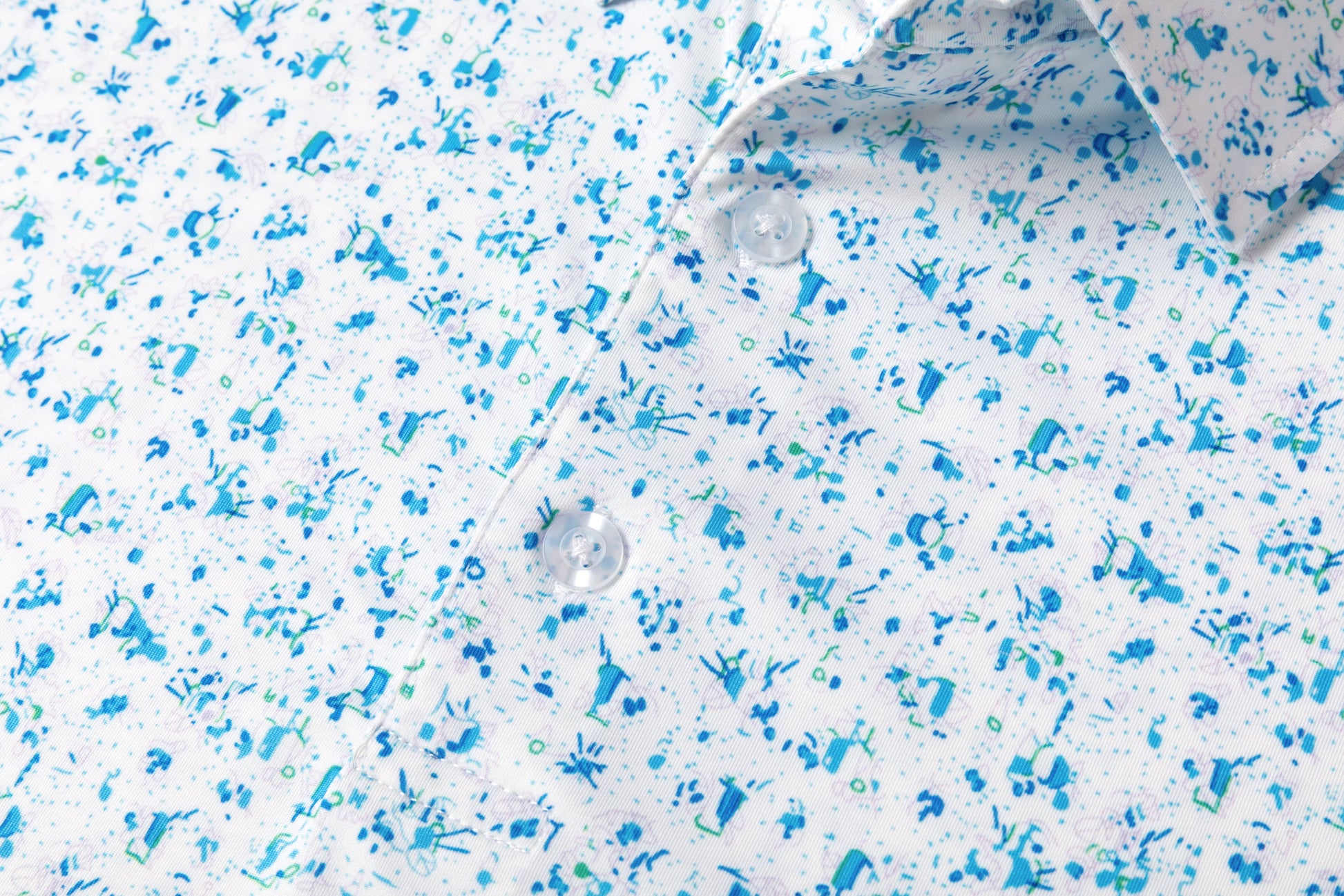 Blue Splatter Print Antimicrobial quick dry slim fit polo shirt