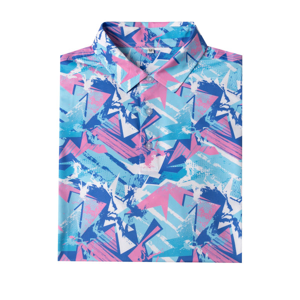 Colorful Geometric Graffiti Pattern Antimicrobial quick dry slim fit polo shirt