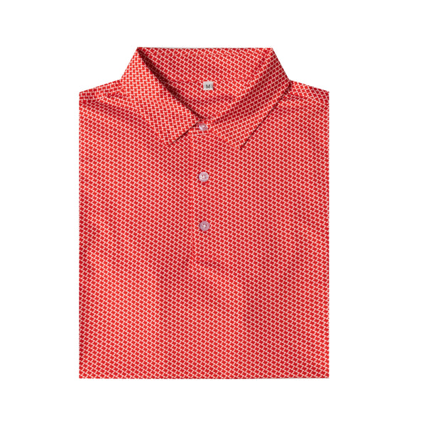 Red houndstooth pattern Antimicrobial quick dry slim fit polo shirt