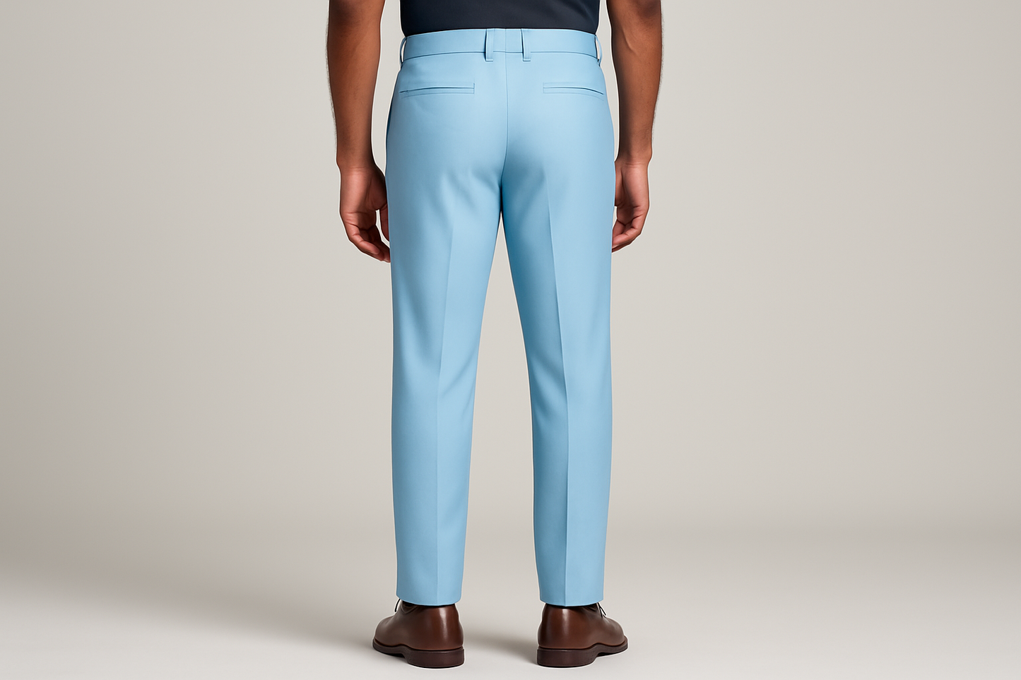 Light Blue Trousers with Contrast - Colored Waistband
