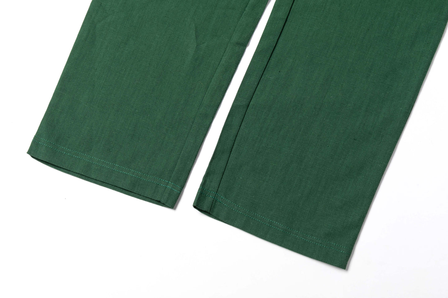 Vintage Green Linen Drawstring Cropped Pants