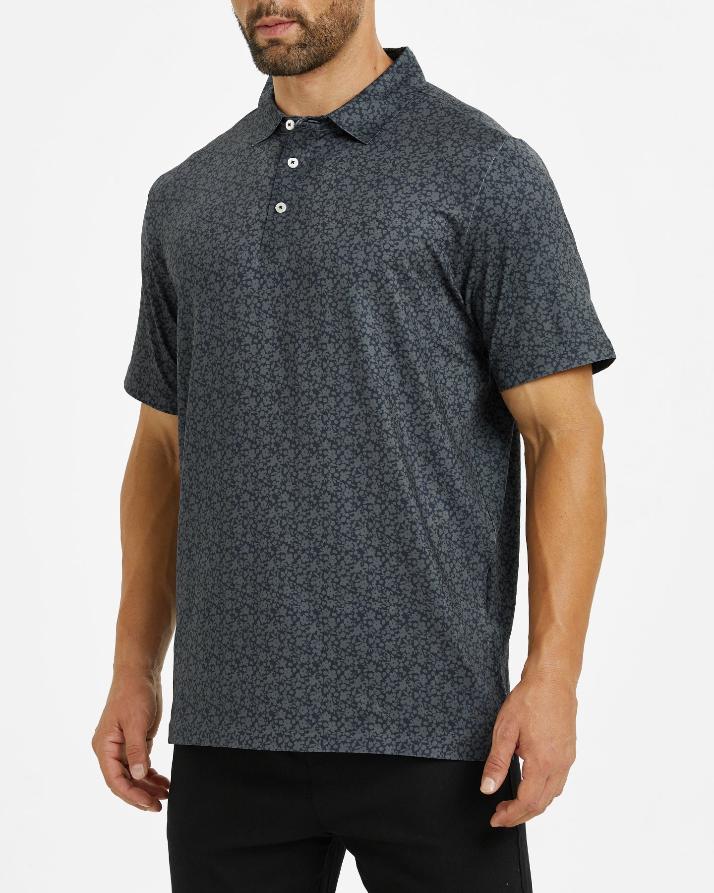 Men's black simple golf polo shirt