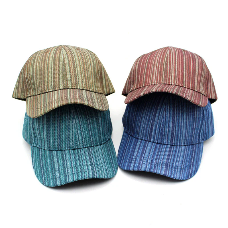 Retro Striped Woven Baseball Cap (Multi-Tone Casual Collection)