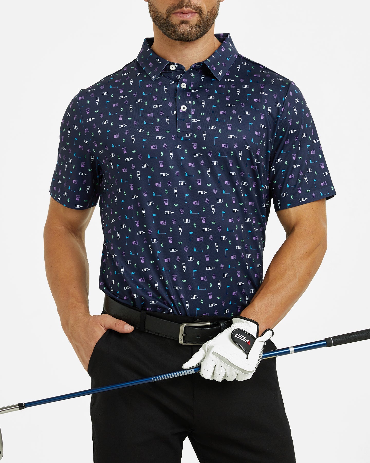 Men's celebration print golf polo shirt