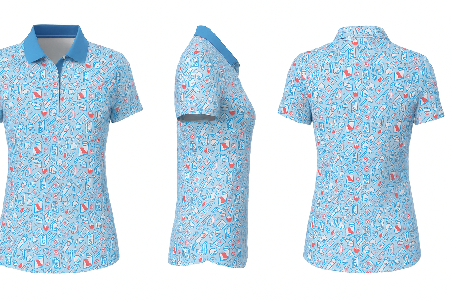 Women's Golf Icon & Heart Print Performance Polo Shirt