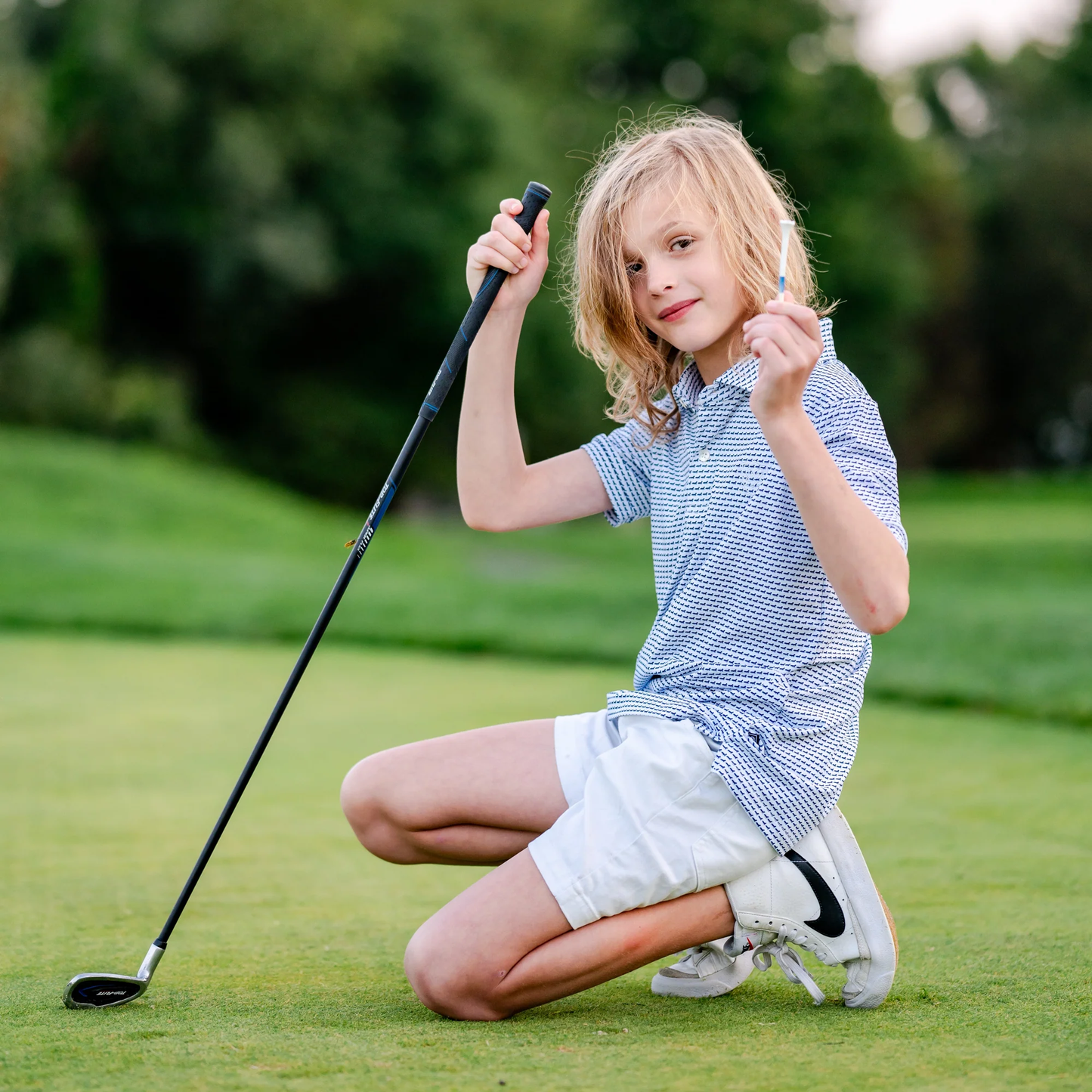 Boys' Mini Check Performance Golf Polo Shirt